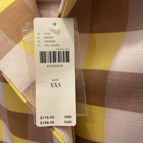 NWT! Anthropologie Maeve yellow and taupe gingham swing jacket - Picture 6 of 7